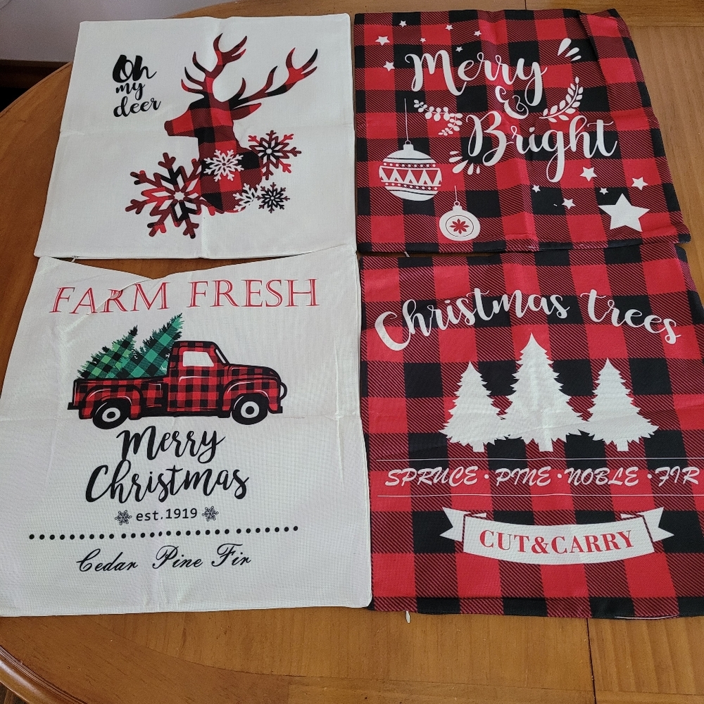 Nwot Christmas Throw Pillow Case Covers Bundle